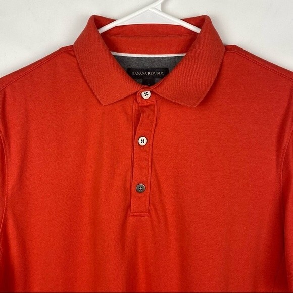 Banana Republic Polo Shirt Mens Large Orange Short Sleeve Casual - Picture 2 of 5